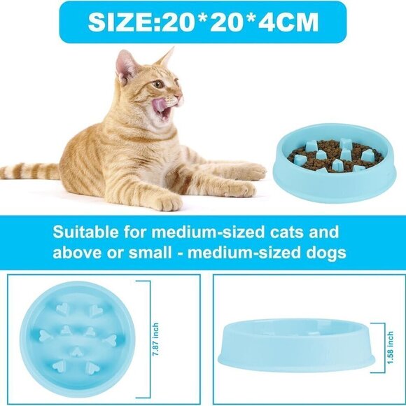 Slow Feeder for dogs or cats / Anti Choking Pet Bowl / Blue - Picture 6 of 6